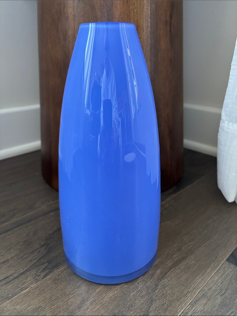 Handcrafted & Mouthblown in Poland Blue Glass Vase 10x5”, opening is 1.75”